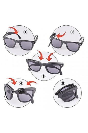 EUROtops Lunettes de soleil pliables, protection solaire pratique, compactes, protection UV, cadre robuste, avec étui en cuir