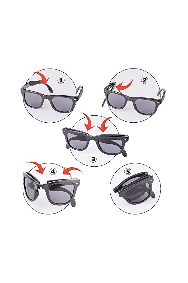 EUROtops Lunettes de soleil pliables, protection solaire pratique, compactes, protection UV, cadre robuste, avec étui en cuir