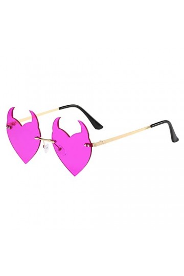 Lunettes de soleil en forme de cœur - Lunettes de soleil - Lunettes de soleil sans cadre - Vision claire - Pour femme, Rose.,