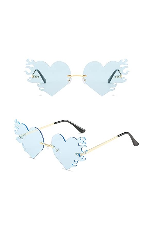 Lunettes de soleil vintage pour femme - En forme de cœur - Lunettes de soleil classiques - Lunettes de soleil sans monture - 