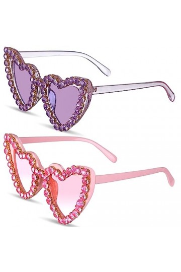 Tefexer Lunettes de soleil en forme de cœur en strass pour femmes et hommes, décoration de fête de mariage