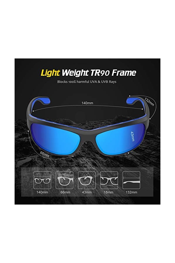 Avoalre® Lunette de Soleil Homme Polarisante Lunettes de Soleil Femme Sports Unisexe Polarized Conduit TR90 Super Léger Prote