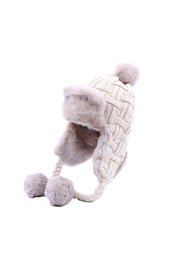 Kuyou Chapeau dhiver pour femme - Cache-oreilles - Trapper chaud - Fourrure, marron, taille unique