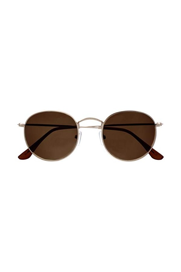 Opulize Sol Classique des années 60 Rétro Rond Mat Or Pointes Brun Foncé Hommes Femmes Lecteurs Soleil UV400 S94-9 +0,00