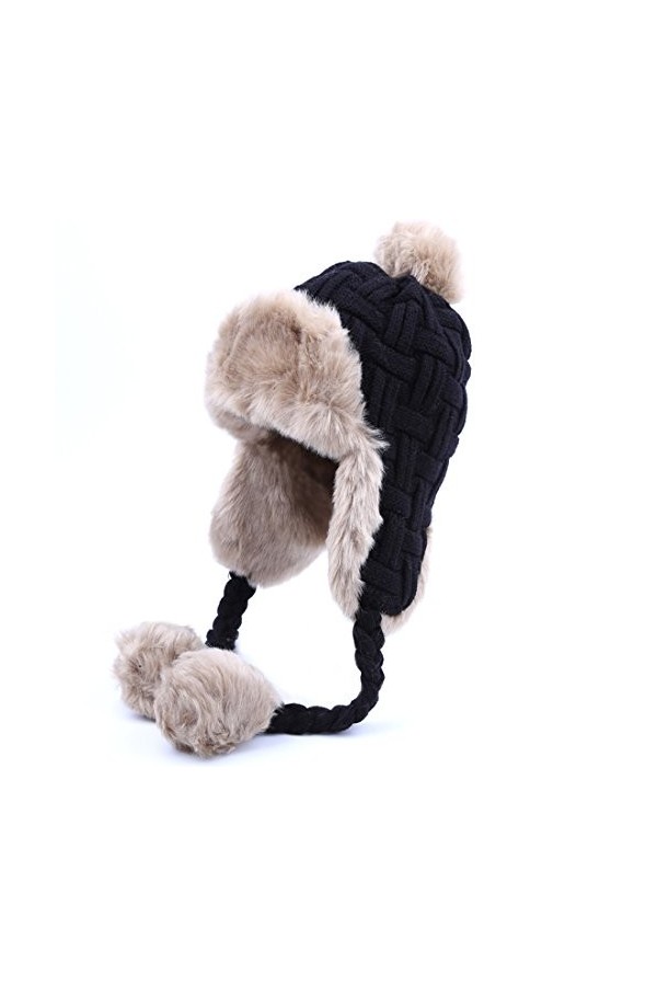 Kuyou Chapeau dhiver pour femme - Cache-oreilles - Trapper chaud - Fourrure, marron, taille unique