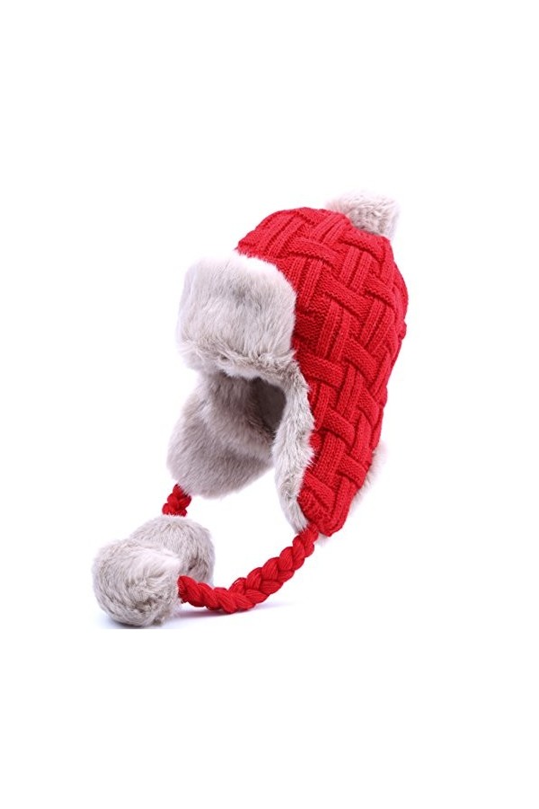 Kuyou Chapeau dhiver pour femme - Cache-oreilles - Trapper chaud - Fourrure, marron, taille unique