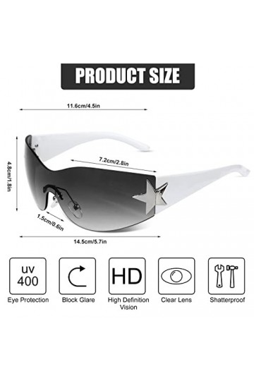 LUTER 3 Pièces de Lunettes de Soleil Sans Monture y2k, Lunettes de Soleil Sans Monture à la Mode Lunettes de Soleil Sans Mont