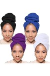 Xtrend Lot de 4 turbans en jersey extensible pour tête en tricot pour cheveux urbains couleur unie respirant ultra doux extra