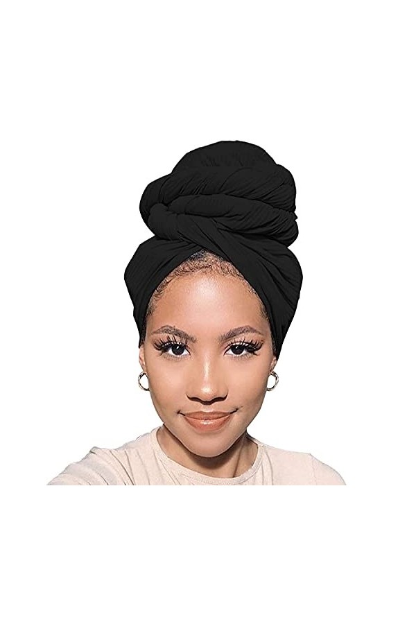 Xtrend Lot de 4 turbans en jersey extensible pour tête en tricot pour cheveux urbains couleur unie respirant ultra doux extra