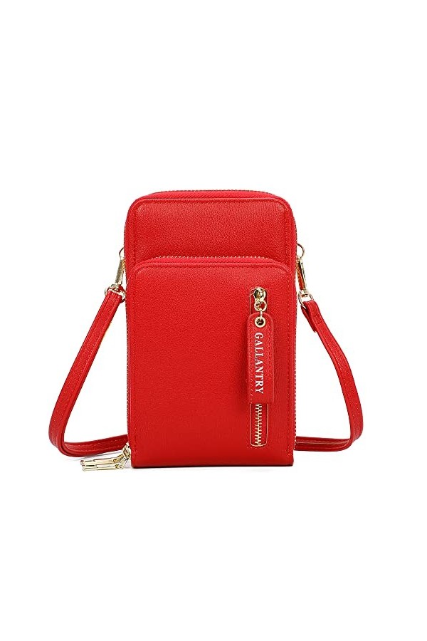 Gallantry - Sac Pochette Bandoulière Femme pour Smartphone - Petit Sacoche Zippé 6.7 Pouces Iphone 13 14 Pro Max - Multifonct
