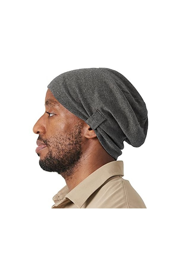 CHARM Dames Homme 100% Coton Biologique Slouch Bonnet Chapeau Mode Vetement Accessoire Gris Foncé