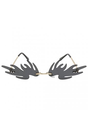 1 Pc Lunettes De Soleil Sans Monture Lunettes De Soleil Tendance Pour Femmes Lunettes Vintage En Forme De Feu Lunettes De Sol