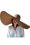 Dremokay Chapeau de plage surdimensionné à large bord pour femme - Grand chapeau de paille - Protection UV - Pliable - Pare-s
