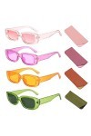 Lot de 8 lunettes de soleil rectangulaires vintage pour femme des années 90 avec étui à lunettes de 4 pièces, lunettes de sol