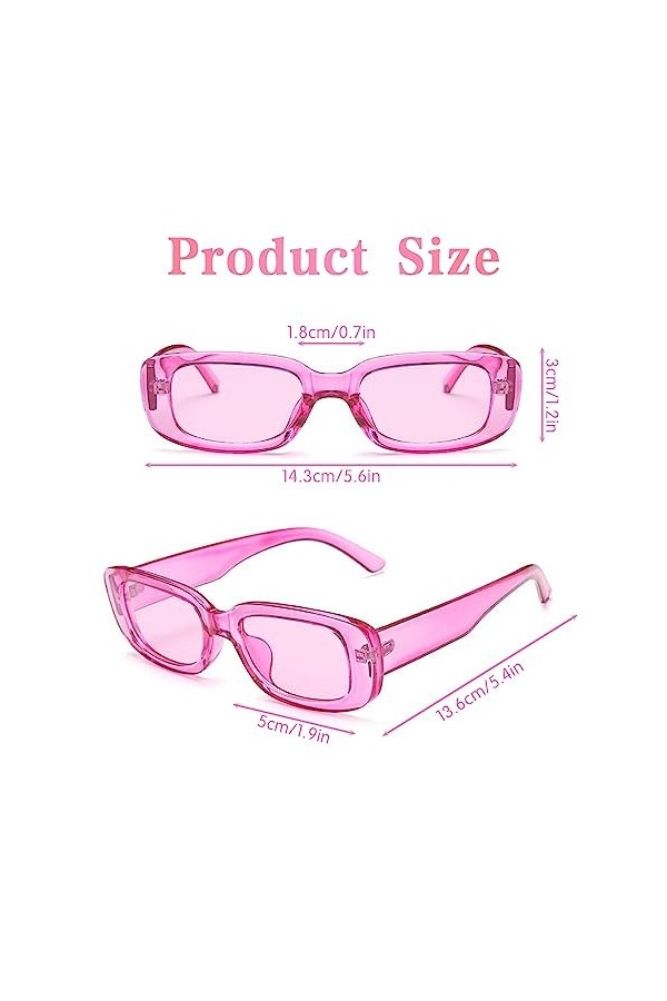 Lot de 8 lunettes de soleil rectangulaires vintage pour femme des années 90 avec étui à lunettes de 4 pièces, lunettes de sol