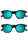 Opulize Bay Pack 2 En Miroir Épais Rond Hommes Femmes Écaille De Tortue Vert Mat Lecteurs Soleil Lunettes De Lecture SS97-6 +