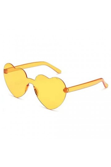 Lunettes de soleil en forme de cœur - Couleur gelée - Monture sans monture - Teinte colorée éblouissante - Verres transparent