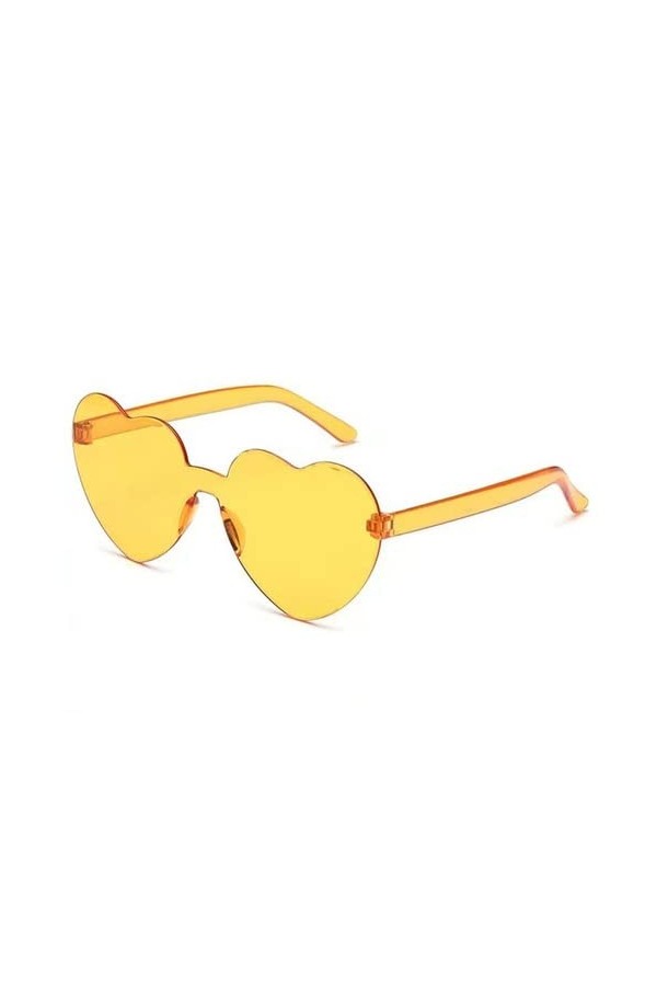 Lunettes de soleil en forme de cœur - Couleur gelée - Monture sans monture - Teinte colorée éblouissante - Verres transparent