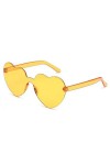 Lunettes de soleil en forme de cœur - Couleur gelée - Monture sans monture - Teinte colorée éblouissante - Verres transparent