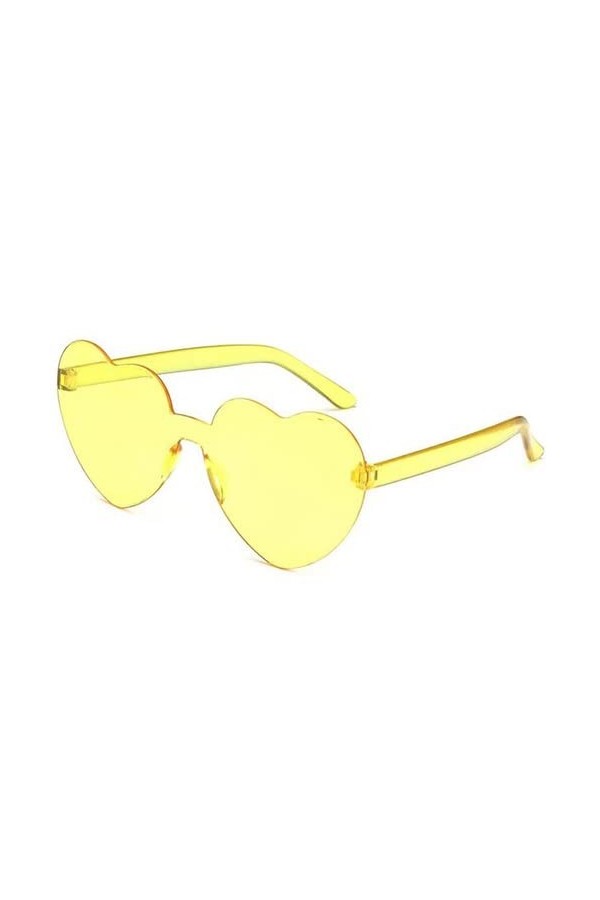 Lunettes de soleil en forme de cœur - Couleur gelée - Monture sans monture - Teinte colorée éblouissante - Verres transparent