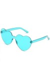 Lunettes de soleil en forme de cœur - Couleur gelée - Monture sans monture - Teinte colorée éblouissante - Verres transparent