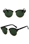 YAYADI des Lunettes De Soleil Femme,Vert Foncé Or Lunettes Rondes Alliage Hommes Lunettes pour Hommes Femmes Lunettes De Sole