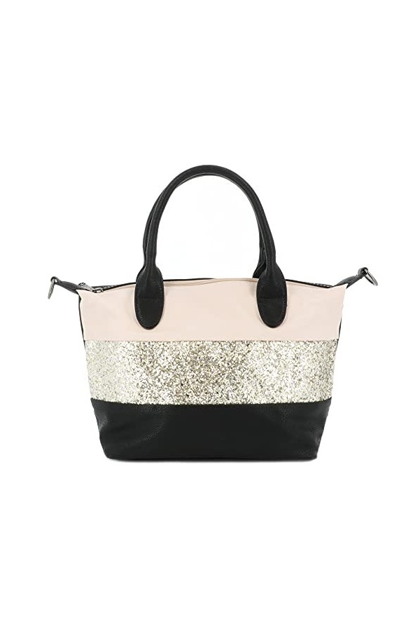 Sac à Main Femmes Paillette - Sac Bandoulière Porté Epaule Multicolore Rayures - Sac Ville Fourre-tout Shopping 2 Anse Strass