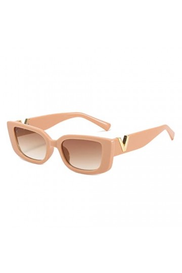 lamphle Lunettes de soleil pour femme - Monture carrée - Protection solaire - Pour femme - Rose doré