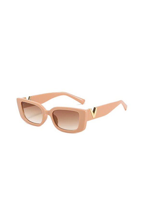 lamphle Lunettes de soleil pour femme - Monture carrée - Protection solaire - Pour femme - Rose doré