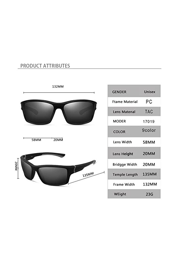 Nouvelles Lunettes polarisées à la Mode Sports de Plein air Conduite Homme Femmes Lunettes de Soleil Protection Googles Lenes