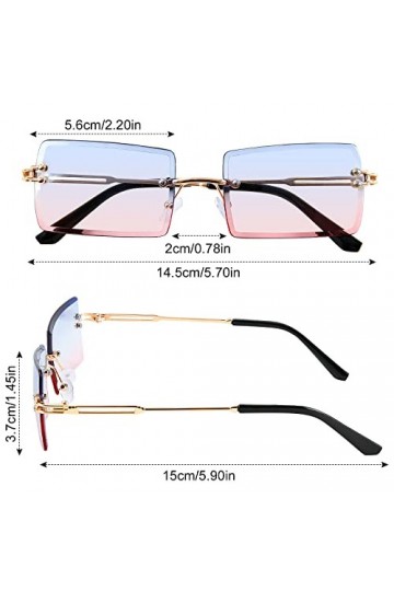 Comius Sharp Lunettes de Soleil Rectangulaires sans Monture, 3 Pièces Lunettes De Soleil Mode, UV400 Protection Lunettes De S