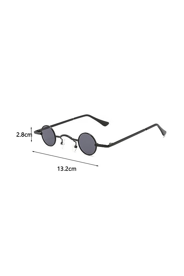 2 Pièces Lunettes de Soleil Rétro Petites Rondes, Mini Vintage Élégant Hippy Petit Cadre Cercle Lunettes de Soleil, Steampunk