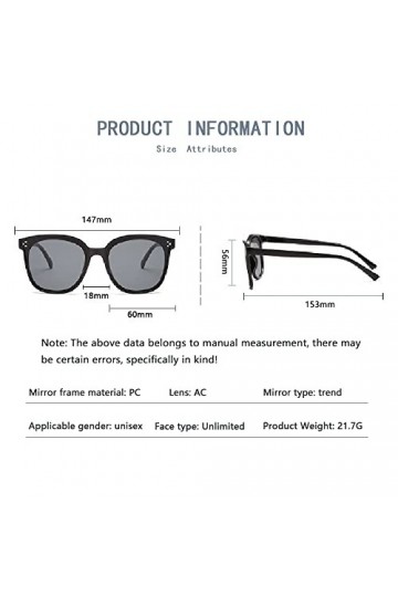 WBYNB Lunettes de soleil à la mode, lunettes de protection UV400 anti-reflet, Lunettes de soleil rectangulaires pour homme et