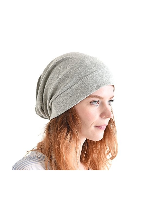 CHARM Bio Coton Bonnet Beanie - Bouffant Chapeau Chimio Homme & Femme Gris Clair