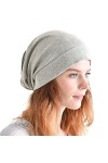 CHARM Bio Coton Bonnet Beanie - Bouffant Chapeau Chimio Homme & Femme Gris Clair