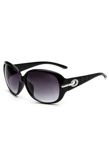 Lunettes de Soleil pour Femmes Protection UV400 Grand Cadre Surdimensionné Mode Vintage Monture Noire, Lentille Violette 