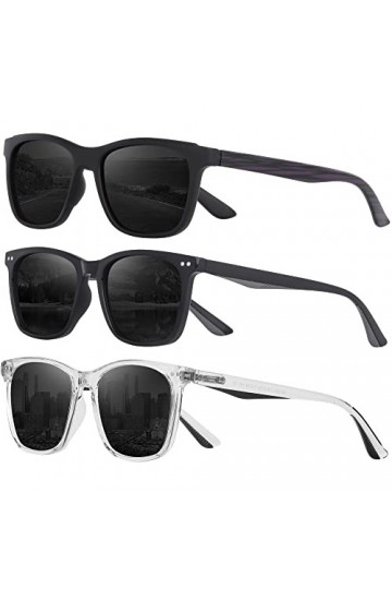 OJIRRU Lunettes de Soleil Homme Polarisées Lunette de Soleil Carrée 3 Paires Retro Lunettes Femme Homme Classique Protection 