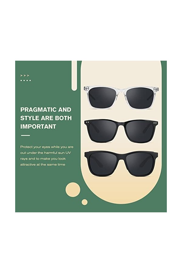 OJIRRU Lunettes de Soleil Homme Polarisées Lunette de Soleil Carrée 3 Paires Retro Lunettes Femme Homme Classique Protection