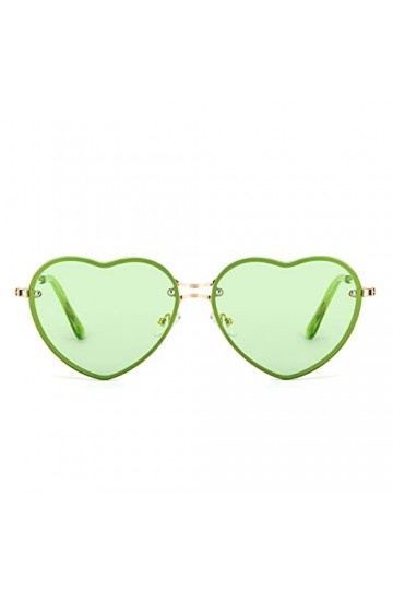 PARTY GO Forme de cœur Les lunettes de soleil femme de mode Rimless Lunettes de soleil UV400 Lunettes de fête, vert