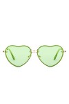 PARTY GO Forme de cœur Les lunettes de soleil femme de mode Rimless Lunettes de soleil UV400 Lunettes de fête, vert