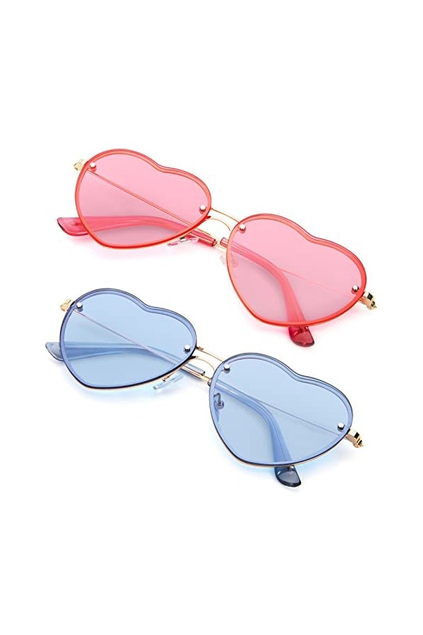 PARTY GO Forme de cœur Les lunettes de soleil femme de mode Rimless Lunettes de soleil UV400 Lunettes de fête, vert