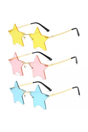 Lot de 3 paires de lunettes de soleil en forme détoile sans monture,Lunettes fantaisie funky pour fête dété, plage, fête, N
