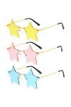 Lot de 3 paires de lunettes de soleil en forme détoile sans monture,Lunettes fantaisie funky pour fête dété, plage, fête, N