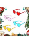 Towviy 4 Paires Lunettes en Forme de Coeur, Hippie Lunettes Fête avec Strass Lunette Festival pour Halloween Noël Party Cospl