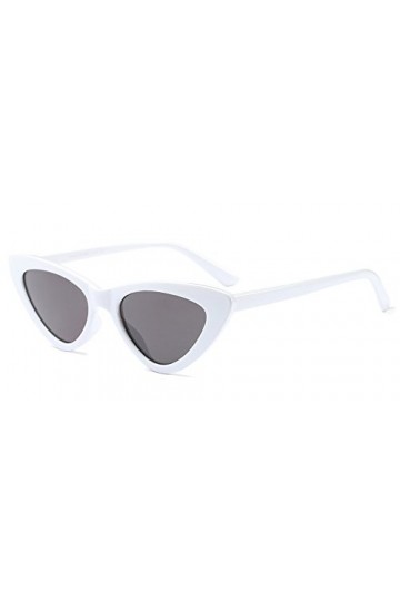 BOZEVON Femme Lunettes De Soleil Triangle - UV400 Lunettes Cateye Rétro Vintage Œil de Chat Lunettes de Soleil Blanc Gris