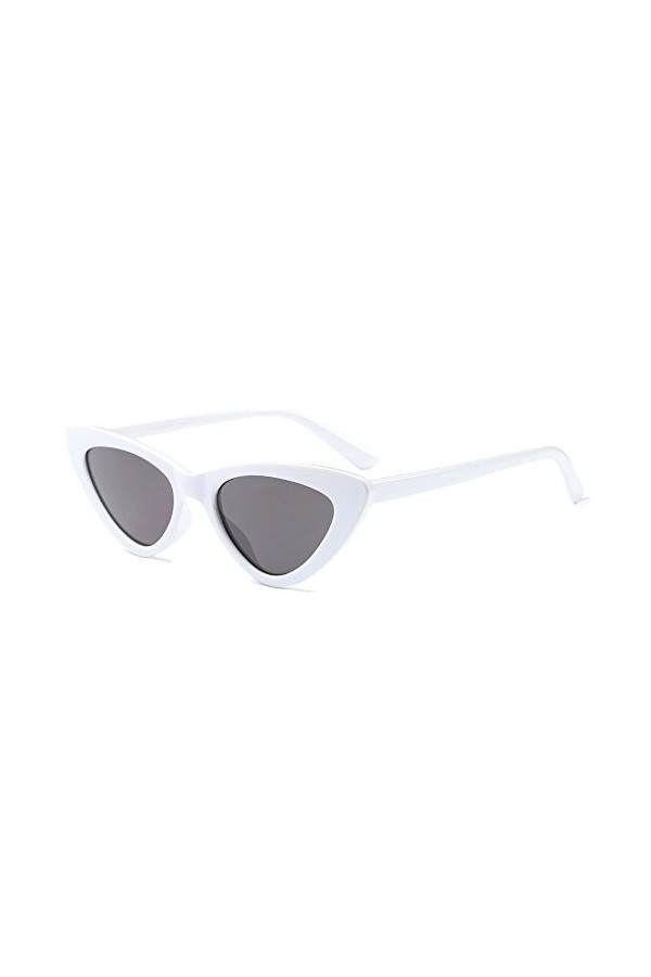 BOZEVON Femme Lunettes De Soleil Triangle - UV400 Lunettes Cateye Rétro Vintage Œil de Chat Lunettes de Soleil Blanc Gris