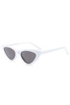 BOZEVON Femme Lunettes De Soleil Triangle - UV400 Lunettes Cateye Rétro Vintage Œil de Chat Lunettes de Soleil Blanc Gris