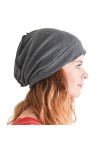CHARM Bio Coton Bonnet Beanie - Bouffant Chapeau Chimio Homme & Femme Gris Clair