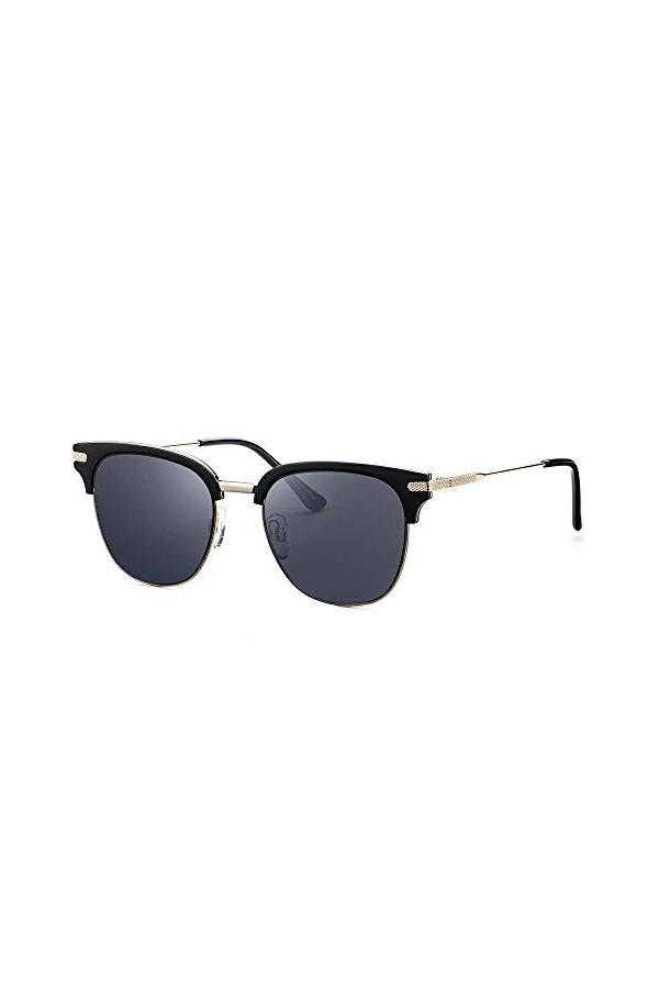 Avoalre Lunettes de Soleil Femme Homme Demi-cerclées Protection UV 400 Lentille Métal Mode - Sorcière Noire