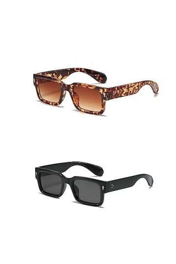 Manqyi 2 Paires Lunette de Soleil pour Femme, Lunettes de Soleil Carrées Vintage, Filles Mode Rétro Lunettes Carrées, Hommes 